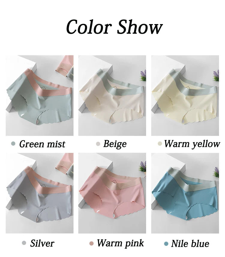4pcs Summer Seamless Panties Ice Silk Female Pregnanc Underwear Women Low-Waist Briefs Large Size Maternity Panty Sexy Lingerie