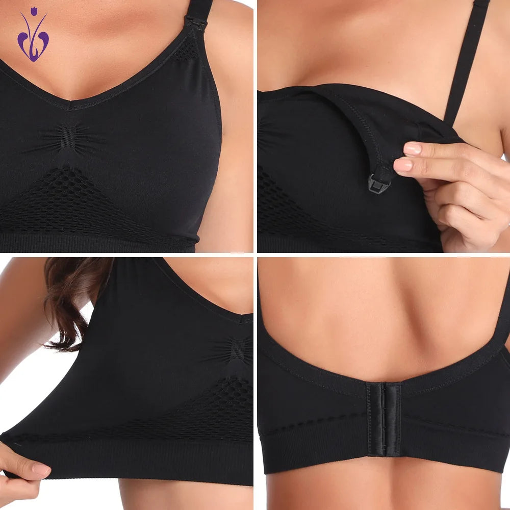 Plus Size Nursing Bra Front Closure, Breathable Wire-Free Seamless Maternity Breastfeeding Bras for Comfort Moms
