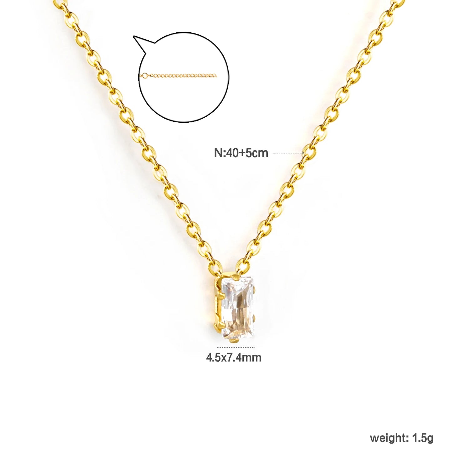 Colorful Rhinestone Chain Necklace – Multicolor Zirconia 18K Gold-Plated Stainless Steel Sweater Necklace for Women