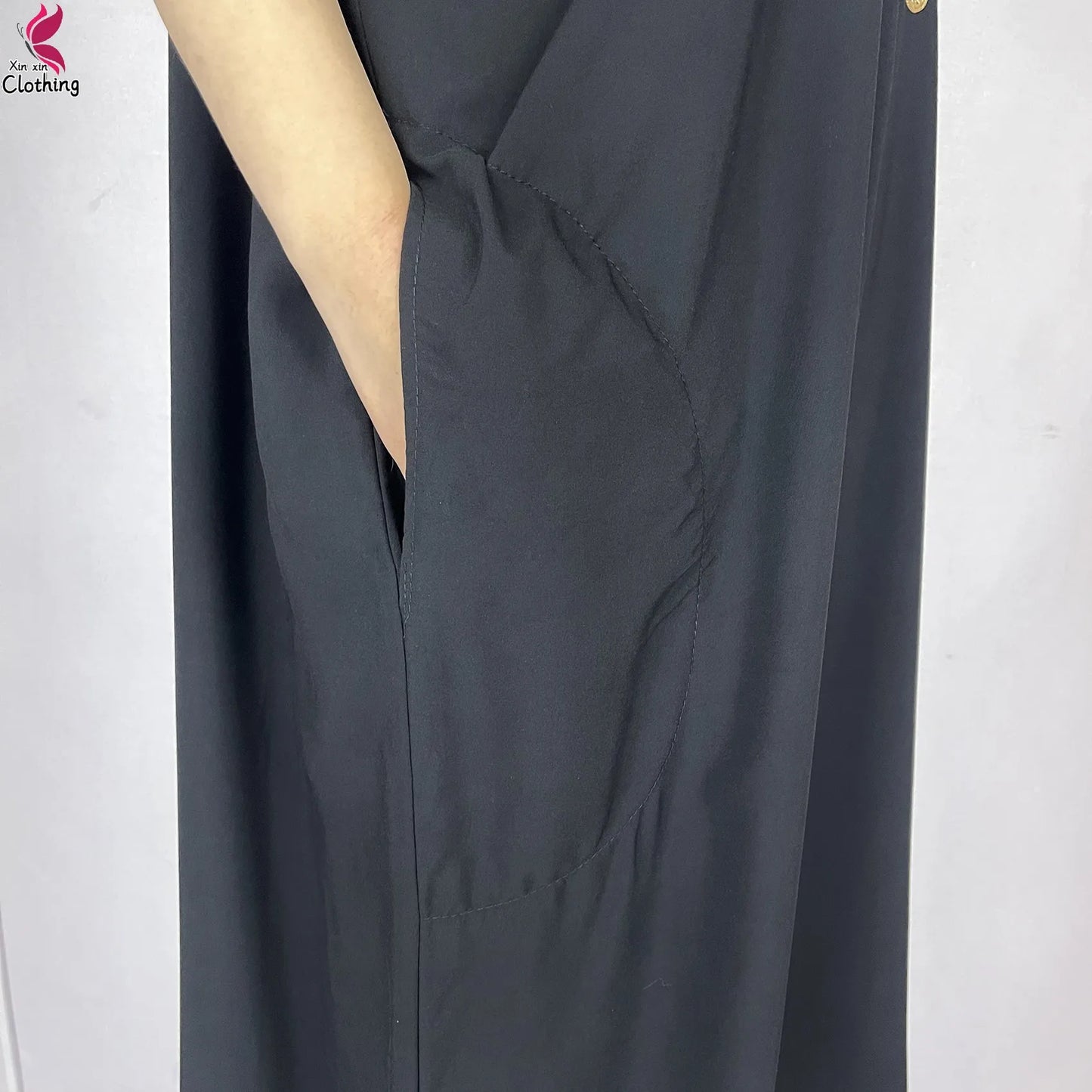 2026 New Summer Short Sleeve African Abaya Cotton Pure Color Embroidery Loose Woman Maxi Islam Tradition Dresses With Headscarf