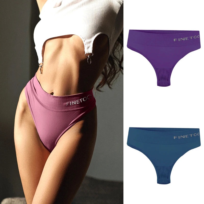 2-Pack High Waist Seamless Thongs — Plus Size G-String Panties M–2XL