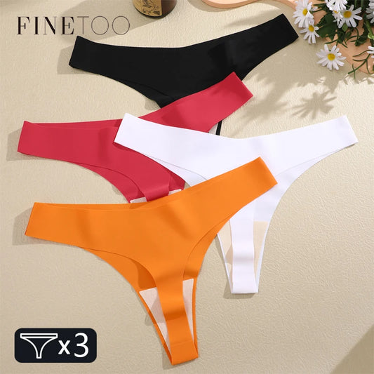 Women's Ice Silk Seamless G-String Thong Set – 3-Pack V-Waist Sport Panties | Breathable Lingerie