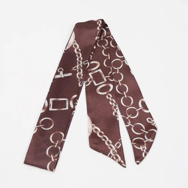 Skinny Scarf Hair Small Women Simple Style Handle Ribbon Fashion Printing Hairband Headscarf Beautiful Scarves Bags for Women