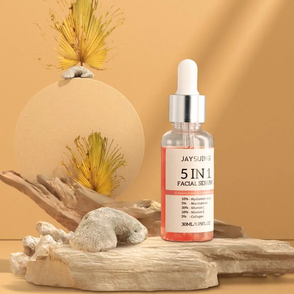 5-in-1 Vitamin C & Hyaluronic Acid Face Serum – Pore Minimizing, Brightening & Deep Moisturizing (30ml)