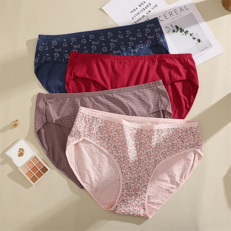 3-Pack Cotton High Waist Briefs — Plus Size XL–4XL Breathable Panties