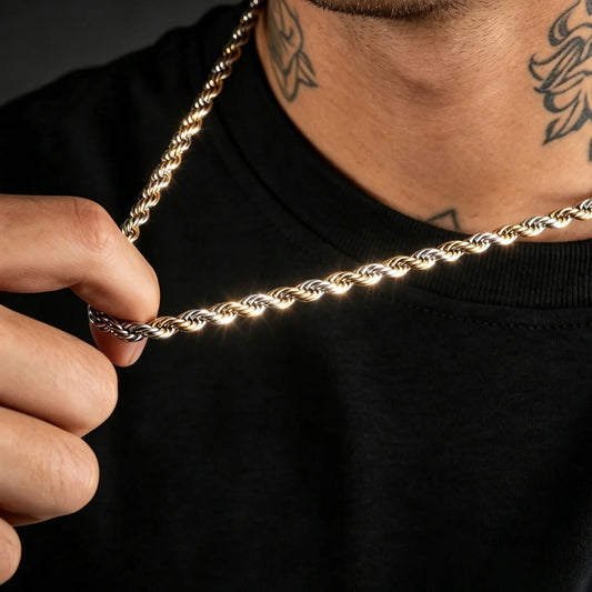 Twisted Rope Chain Necklace – 3mm Punk Stainless Steel Long Necklace for Men & Women