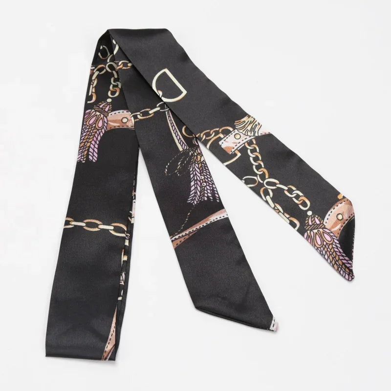 Skinny Scarf Hair Small Women Simple Style Handle Ribbon Fashion Printing Hairband Headscarf Beautiful Scarves Bags for Women