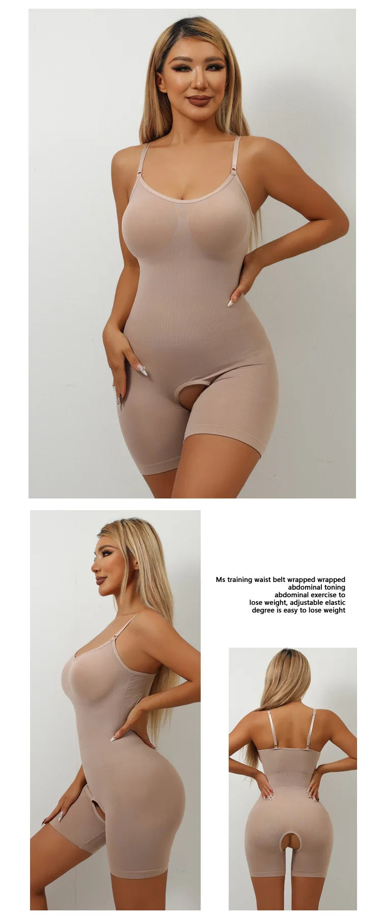 Seamless Full Body Shaper — Tummy Control Open-Crotch Bodysuit