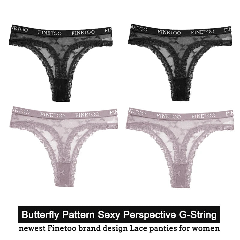 Women's Floral Lace G-String Thongs – 4-Piece Set | Butterfly T-Back Sexy Underwear (S–XL)