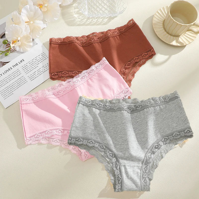 3-Pack Seamless Cotton Brief Panties – Breathable Low-Rise Underwear for Women (S–2XL, 8 Color Sets)