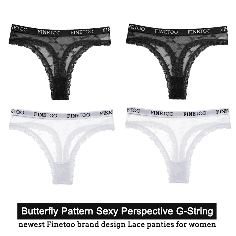 Women's Floral Lace G-String Thongs – 4-Piece Set | Butterfly T-Back Sexy Underwear (S–XL)