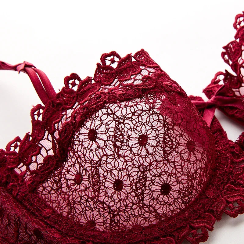 Women's Plus Size Sexy Half Cup Lace Bra | Sheer Mesh Unlined Bralette with Underwire | Natural Lift Lingerie for A-D Cup (70A–95D)