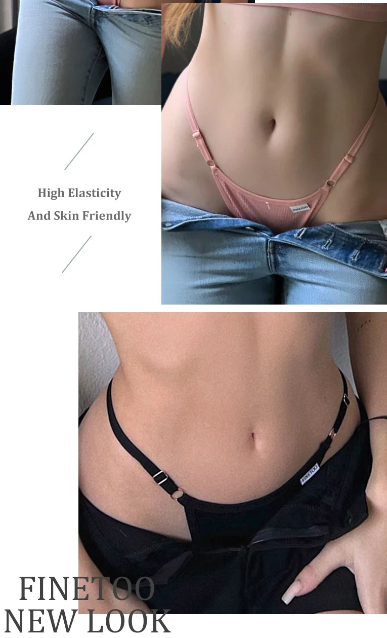 5-Pack Seamless Cotton G-String Panties – Adjustable Waist Low-Rise Underwear for Women (S–XL, 8 Color Sets)