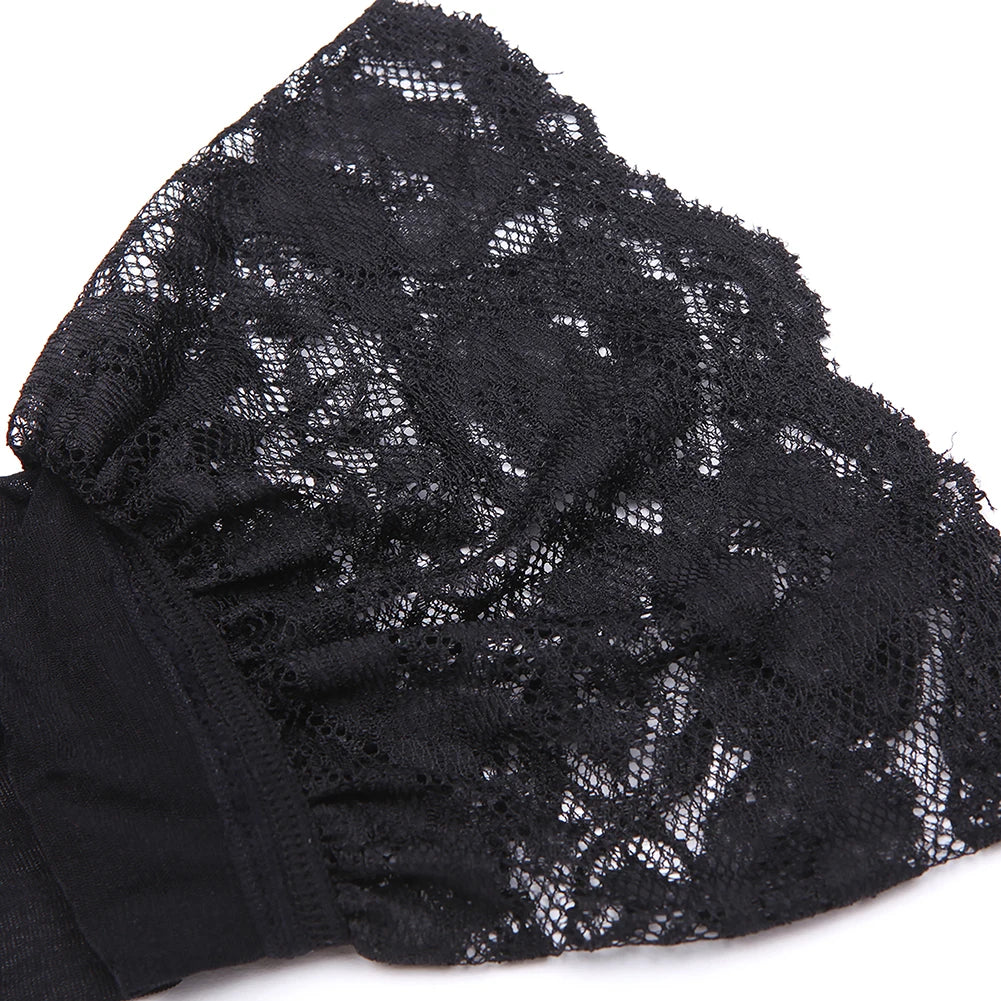 Floral Lace Bralette Lingerie Set — Wire-Free Bra, Thong, Garter Belt & Stockings | Women's Lingerie
