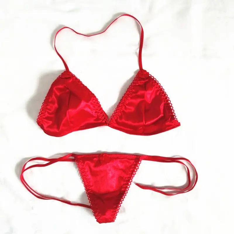 Custom Name Thong & Triangle Bra Set – Embroidery Letter Lingerie for Women