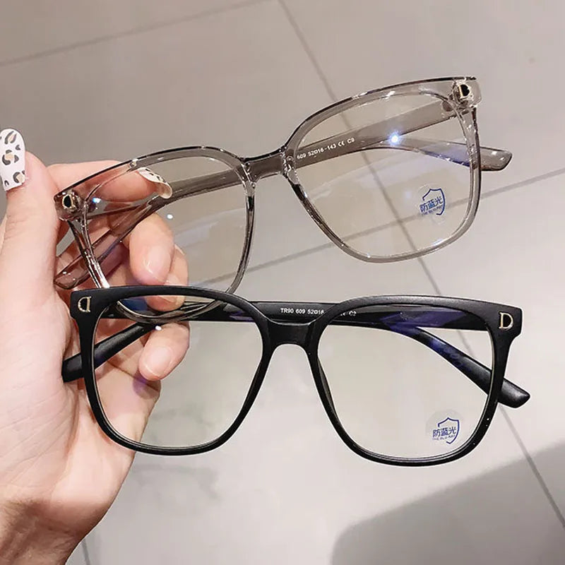 Oversized Square Myopia Glasses | Black, Pink & Clear Frames