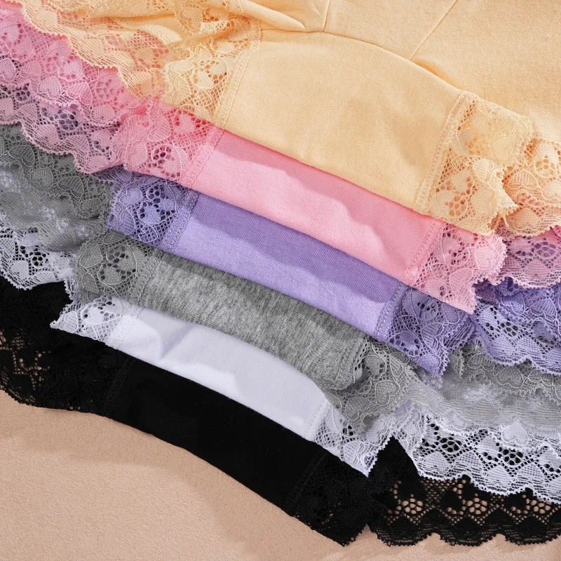 Cotton High-Waist Lace Boyshort – Breathable Letter-Band Sport Briefs for Women (S–2XL, 6 Colors)