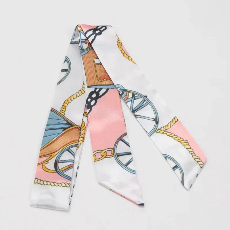 Skinny Scarf Hair Small Women Simple Style Handle Ribbon Fashion Printing Hairband Headscarf Beautiful Scarves Bags for Women