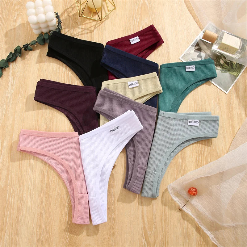 5-Pack Waffle-Knit Cotton Brazilian Panties – Soft Low-Rise Underwear for Women (S–XL, 5 Color Sets)