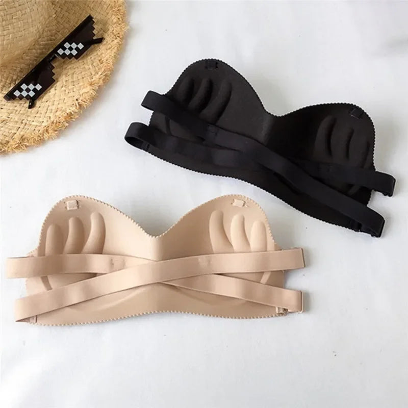 Women's Invisible Strapless Bra – Seamless Wireless Push Up Bralette