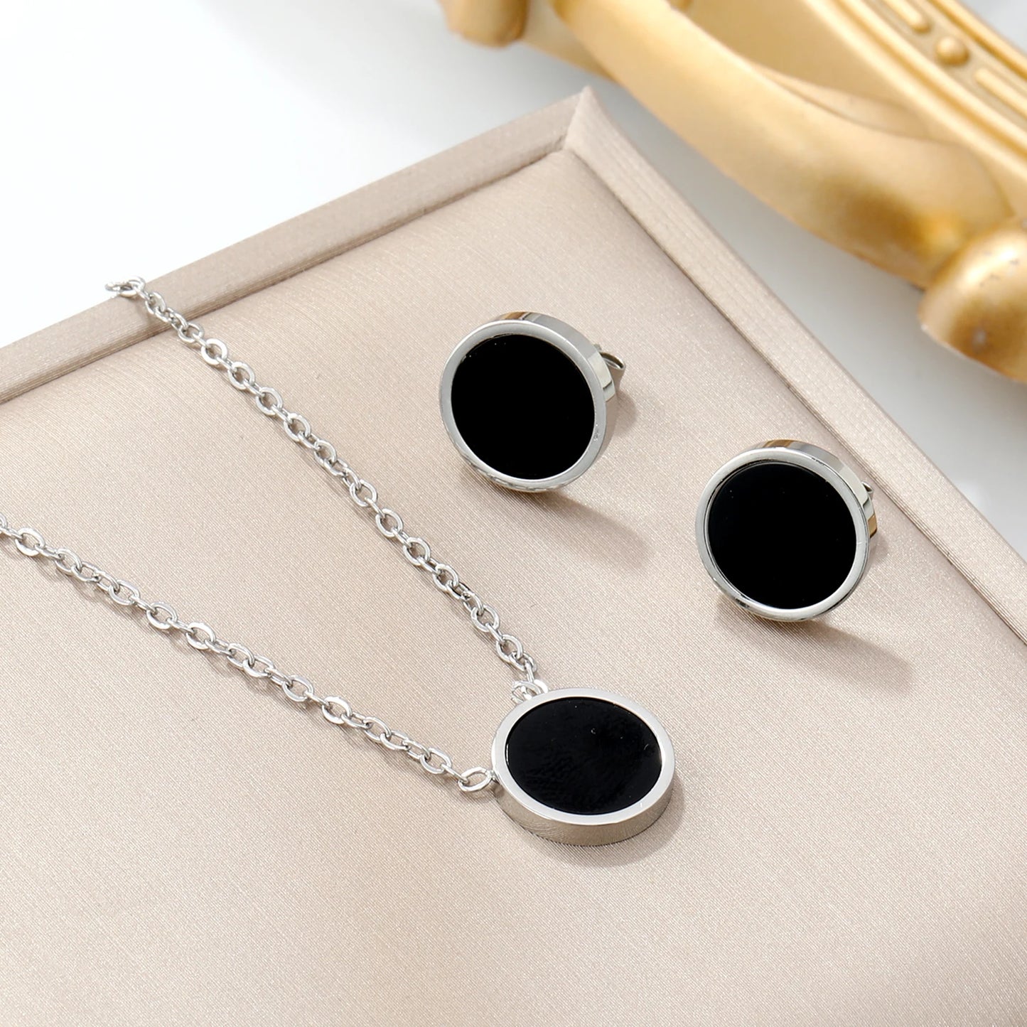 LUXUKISSKIDS Fashion Water Drop Choker Necklace Earrings Sets Stainless Steel Woman/Girls Luxury Jewelry Set Wedding Accessories