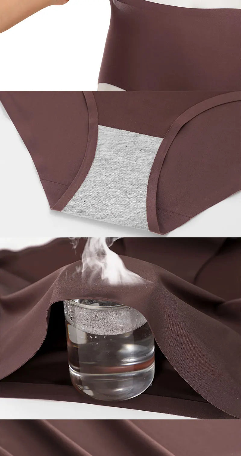 FINETOO 3Pcs Women's Panties Seamless Underwear Invisibles Briefs High Waist Full Coverage Breathable Moisture Wicking Underpant