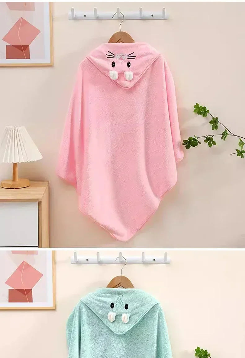 Cute Animal Baby Bath Towel – Soft, Absorbent Hooded Wrap for Newborns & Toddlers (80x80cm)