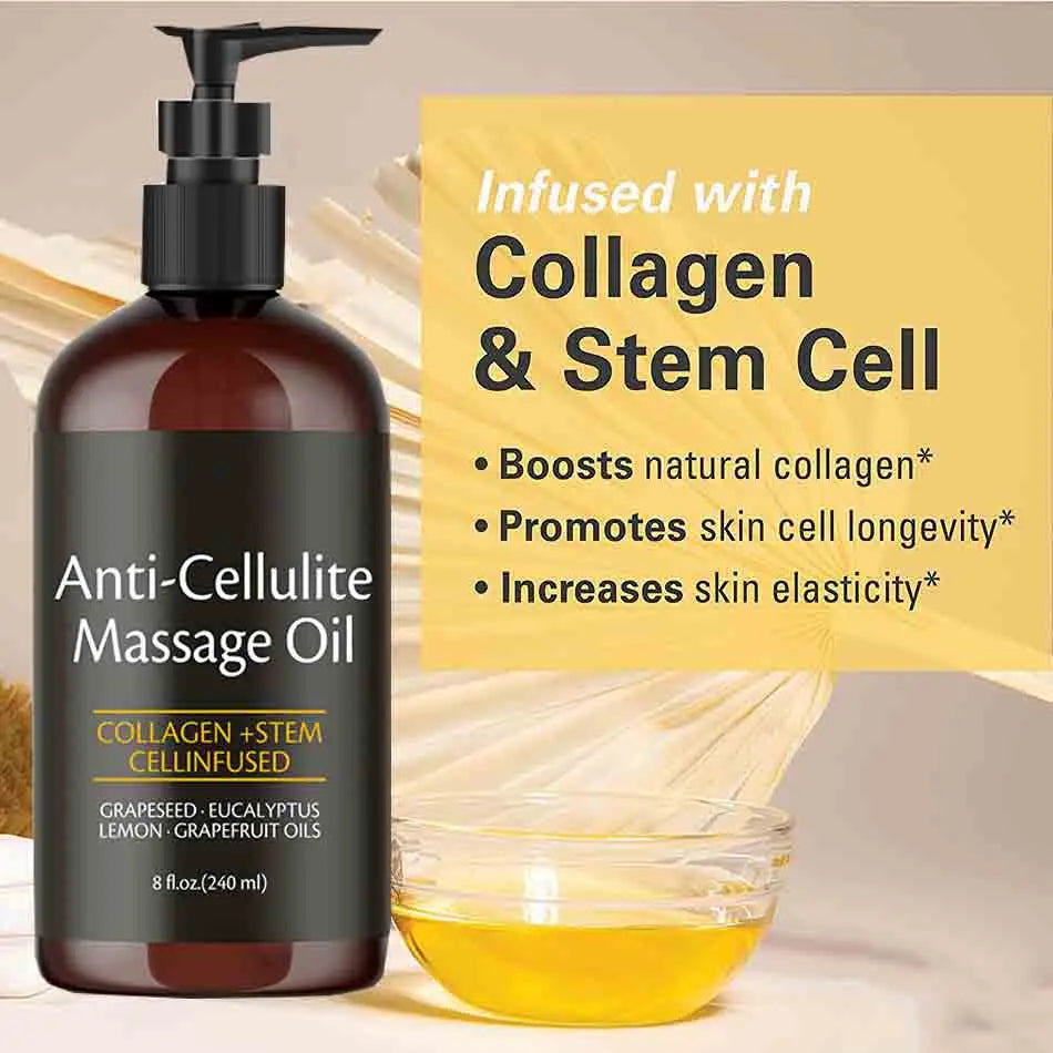 Anti-Cellulite Collagen & Stem Cell Body Massage Oil – Skin Tightening & Firming (240ml)