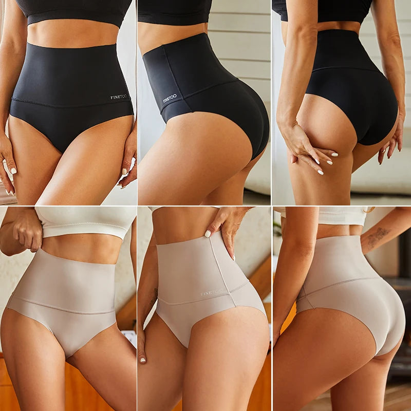 FINETOO Seamless High Waist Panties Women's Abdomen Hip Lift Briefs Body Shaping Lingerie Pants Plus Size Breathable Underwear