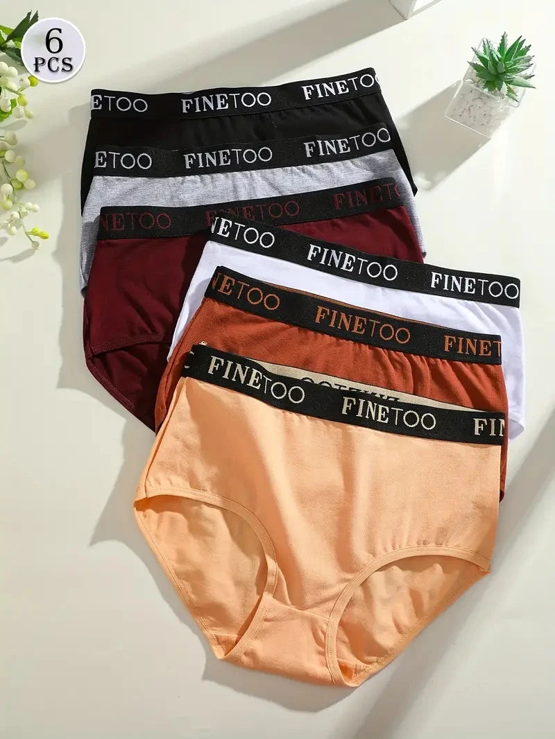 6-Pack Seamless Cotton Brief Panties – Breathable Low-Rise Underwear for Women (S–2XL, 10 Color Sets)