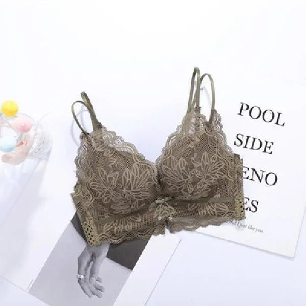 Women's Deep V Sexy Push Up Bra for Small Flat Chest | Ultra-Thick 3D Cup Lingerie with Gathered Back | Wire-Free Beaded Bra Set (32–38 / 70–85 AB)