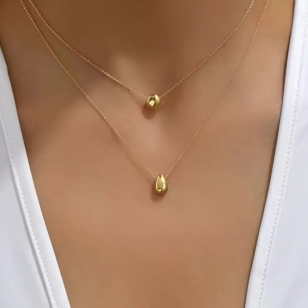 LUXUKISSKIDS Teardrop Necklaces Non-Fading Unique Design Waterdrop Pendant Necklace for Women Fashion Minimalist Chic Accessorie