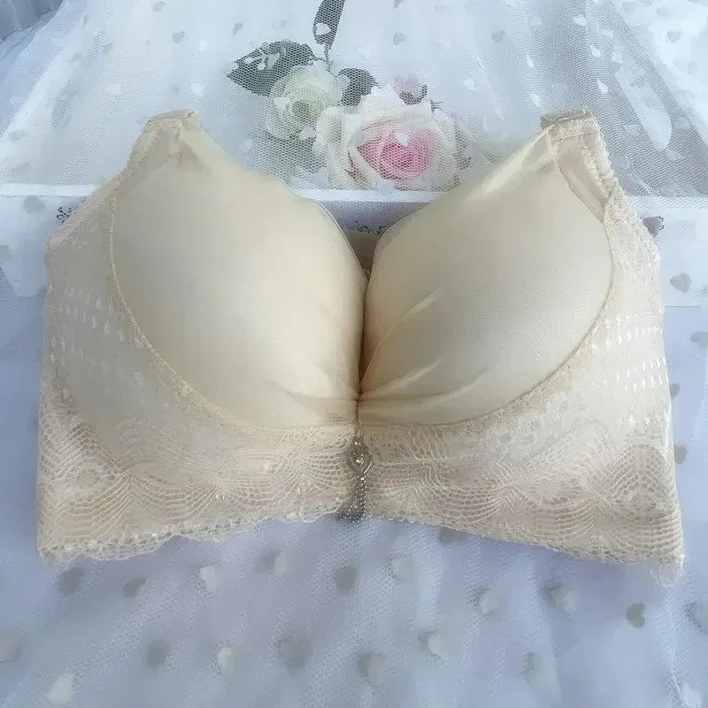 Women's 12CM Thick Padded Push Up Bra | Wide Side Wings No-Spill Wireless Bra for Small Chest (34–40)