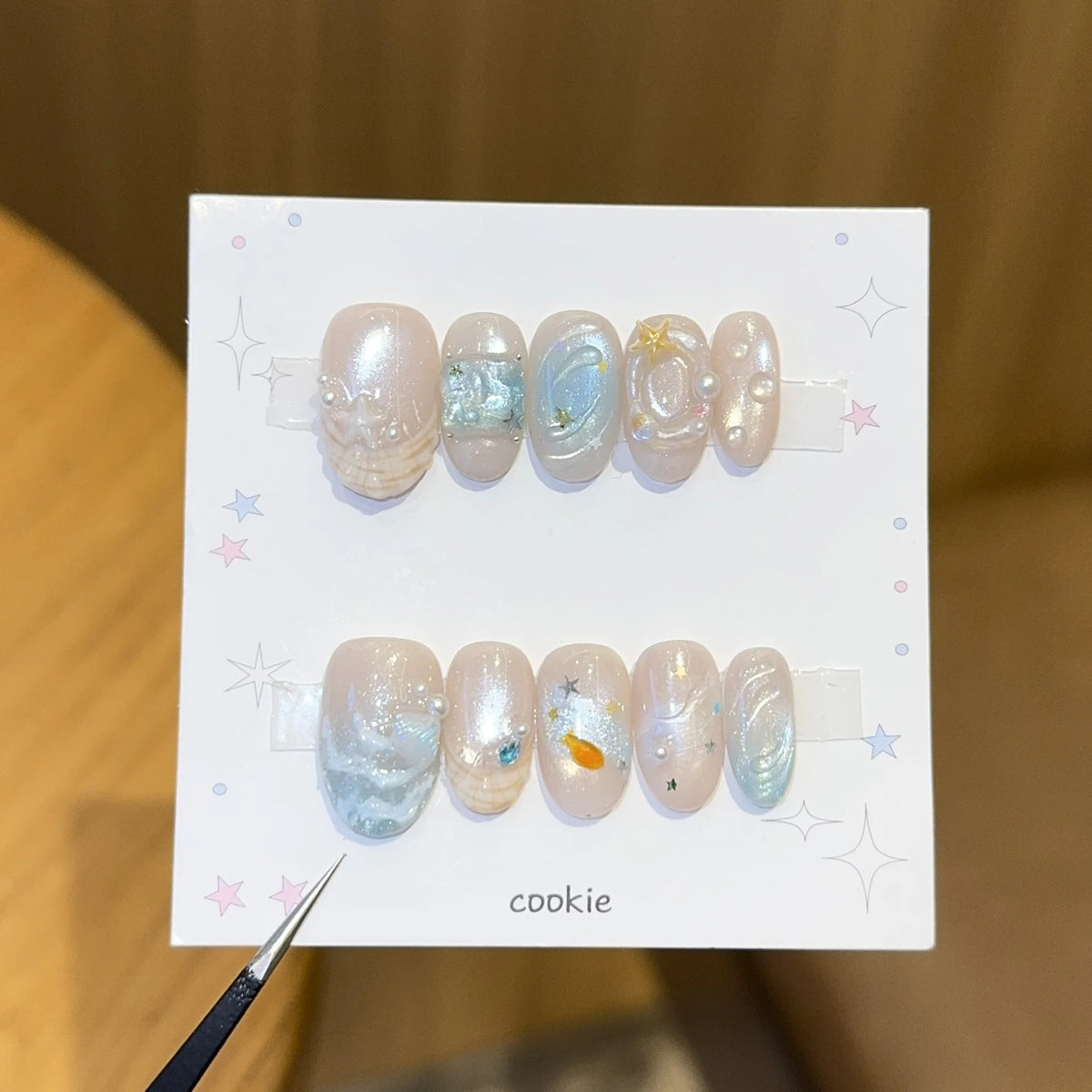 Short Oval Cat Eye Press-On Nails - 10-Piece Handmade Set