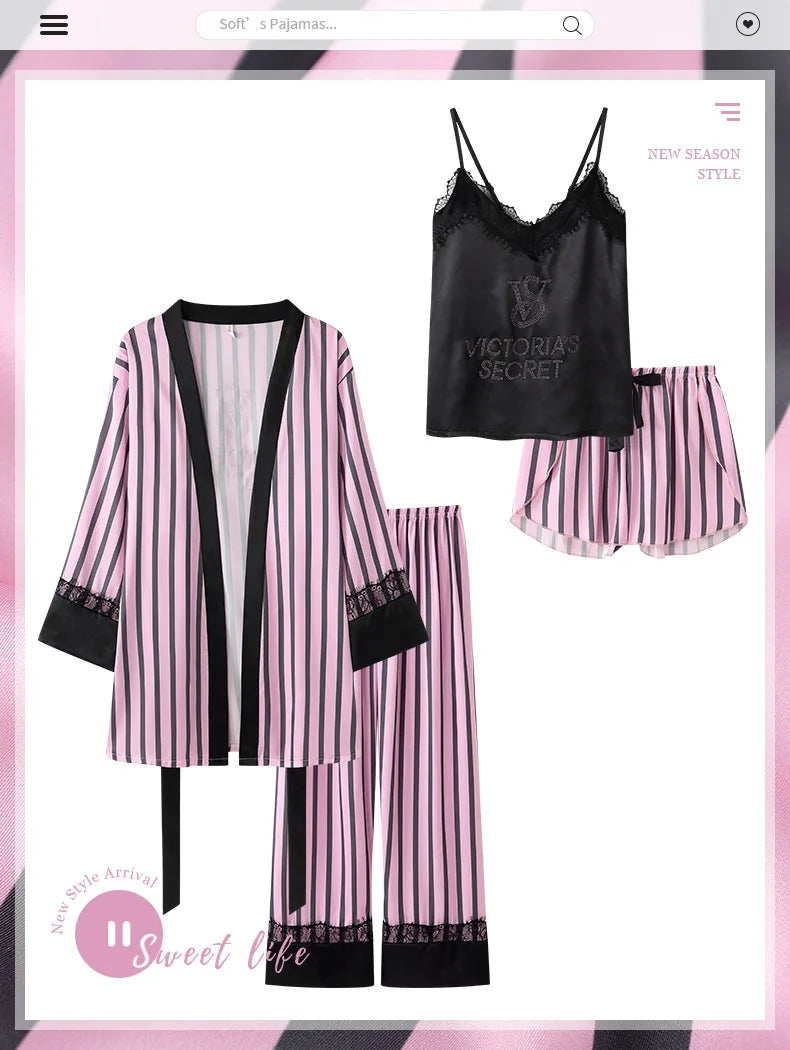Women's Cotton Sleepwear & Lingerie Bundle Set – Pajamas, Chemise & Padded Bra Sets