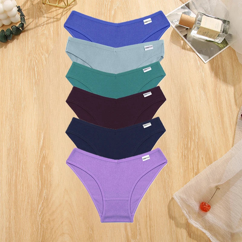 FINETOO 6Pcs/Set M-4XL Sexy Cotton Panties Female Underpants Sexy Panties for Women Briefs Underwear Plus Size Pantys Lingerie