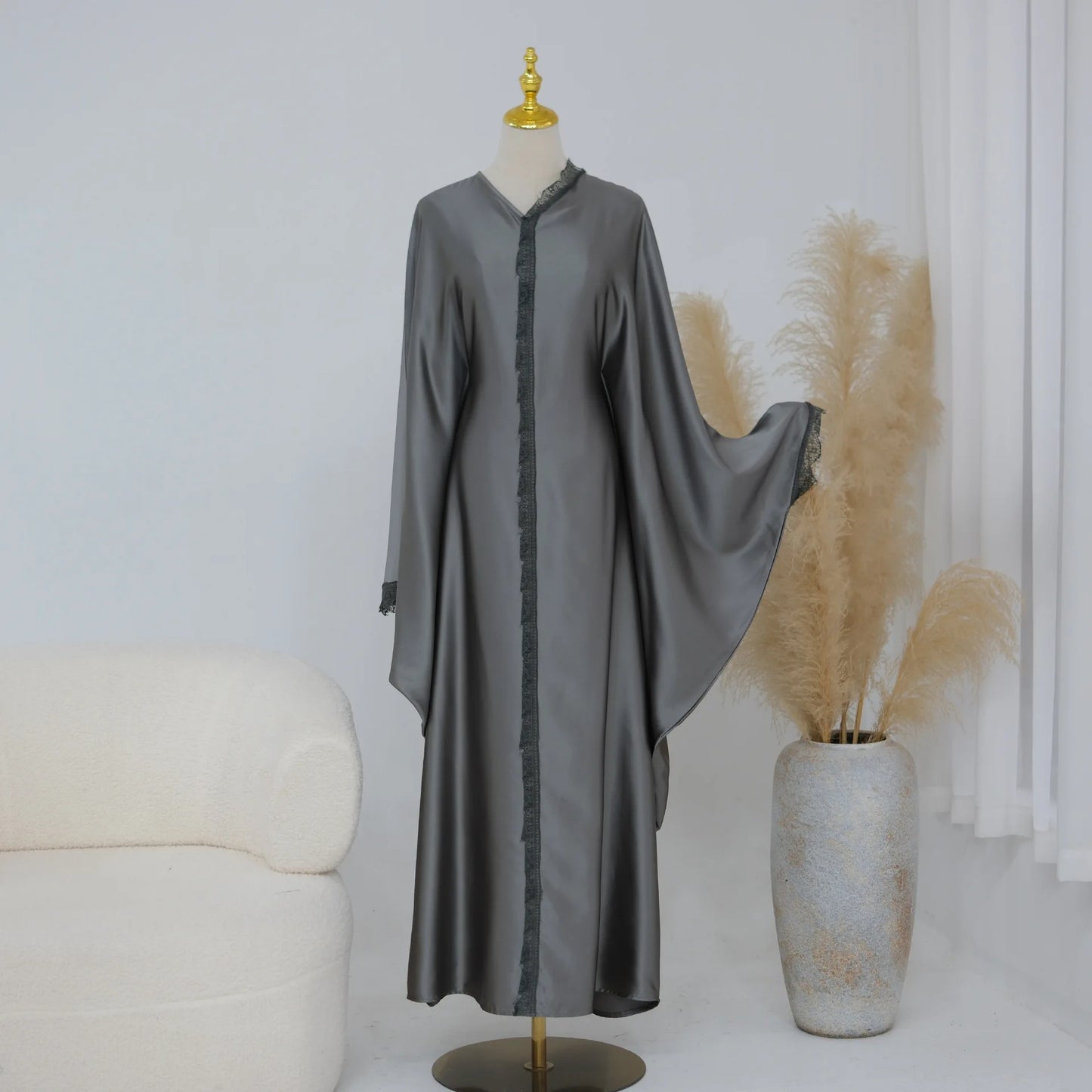 2026 New Luxury Dubai Abaya for Women V-Neck Loose Fit Long Sleeve Open Front Flowy Modest Dress Muslim Abaya with Free Shipping