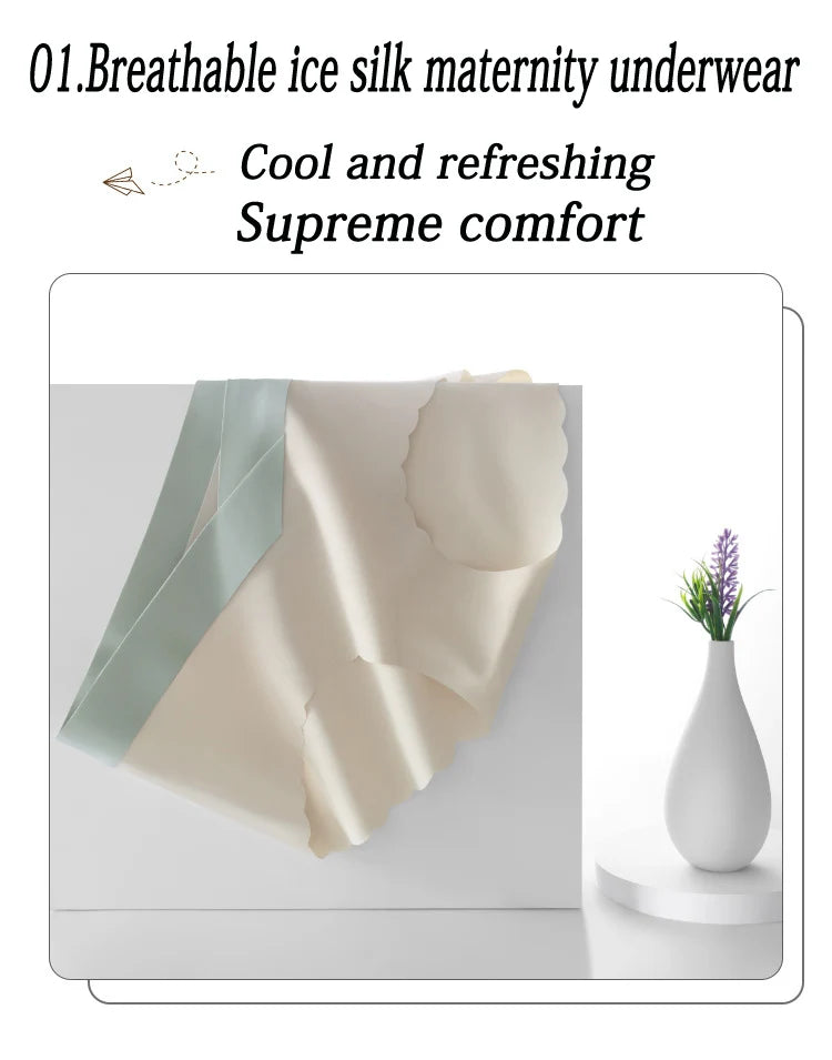 4pcs Summer Seamless Panties Ice Silk Female Pregnanc Underwear Women Low-Waist Briefs Large Size Maternity Panty Sexy Lingerie