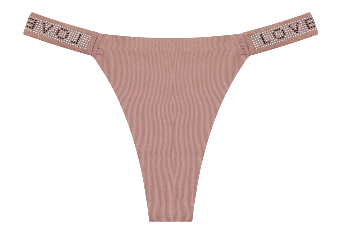 Rhinestone Letter Diamond G-String Thong – Shiny Low-Rise Sexy Underwear for Women (S–XL, 14 Styles)