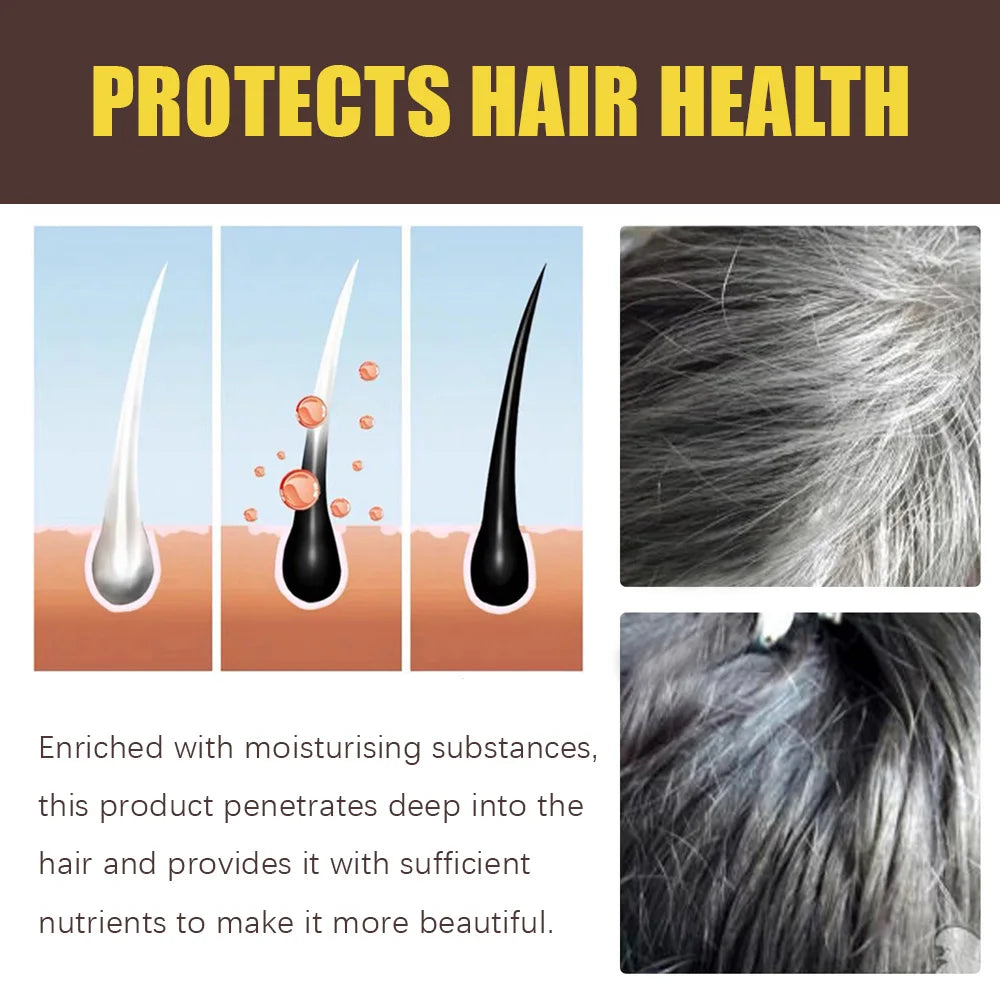 3-in-1 Dark Brown Hair Dye Shampoo – Herbal Gray Coverage, Color & Condition in 15 Minutes | 100ml/200ml