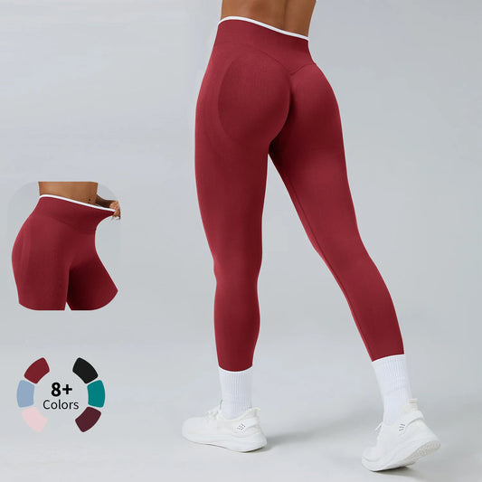 Seamless Mid-Waist Yoga Leggings – Push-Up Hip Lift Pants for Gym, Running & Fitness