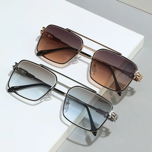 Double-Bridge Rectangle Sunglasses | Gradient Lens Options