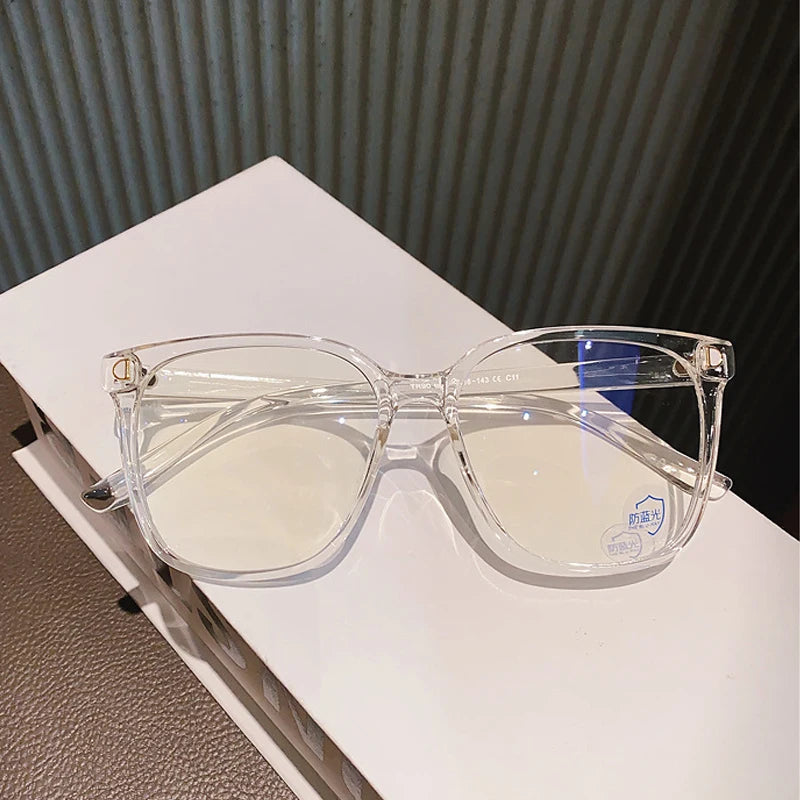Oversized Square Myopia Glasses | Black, Pink & Clear Frames