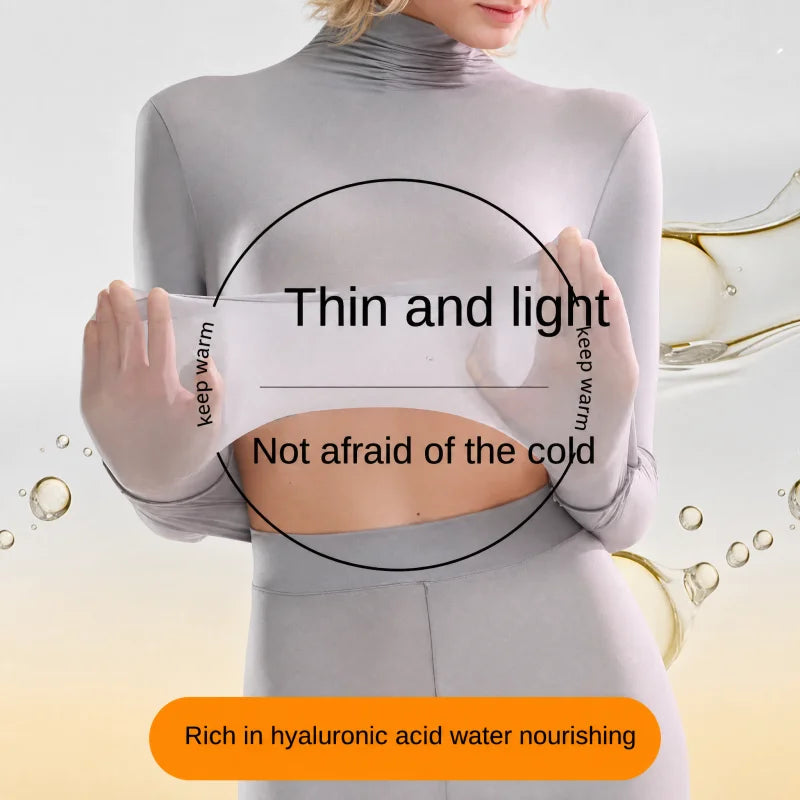 High-Collar Seamless Thermal Set – Long-Sleeve Warm Base Layer for Women, High-Rise (L–XL, 4 Color Sets)