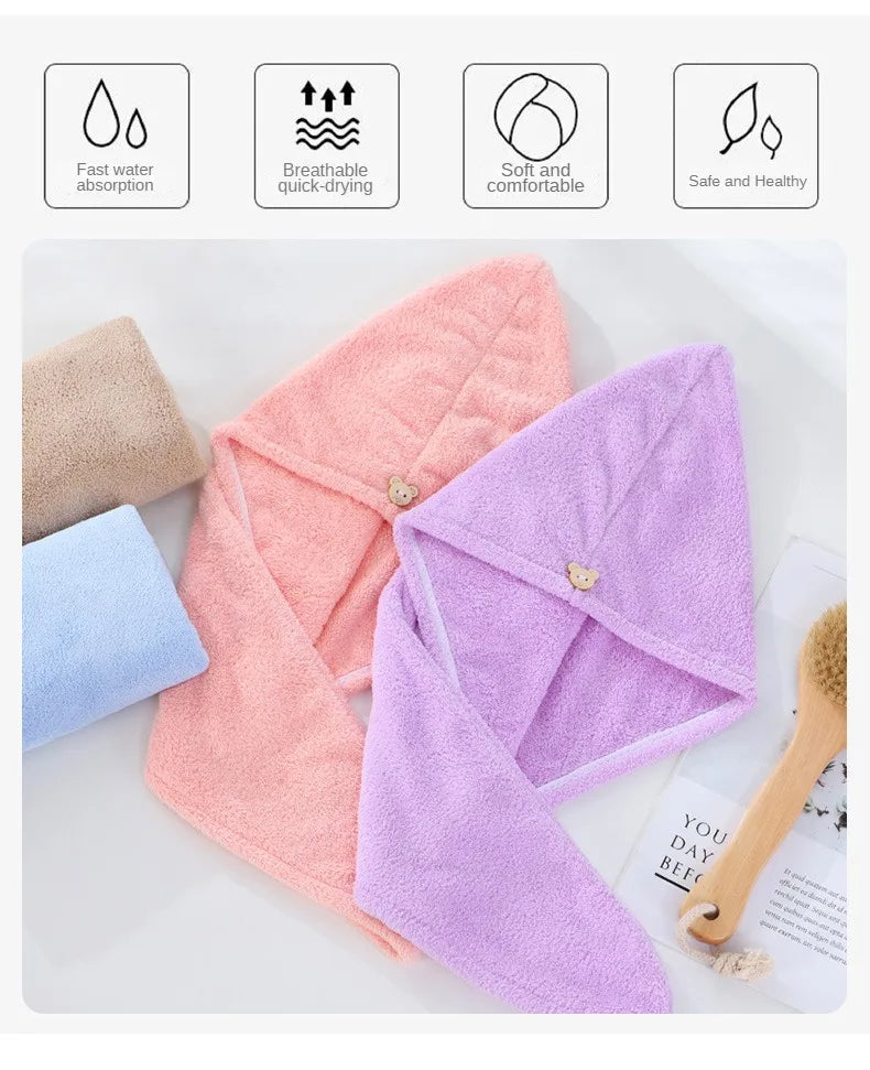 Microfiber Hair Drying Towel Wrap – Quick-Dry Turban for Women, 25x63cm (5 Colors)