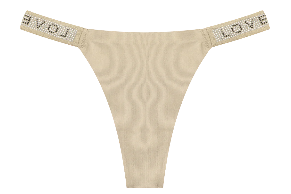 Rhinestone Letter Diamond G-String Thong – Shiny Low-Rise Sexy Underwear for Women (S–XL, 14 Styles)
