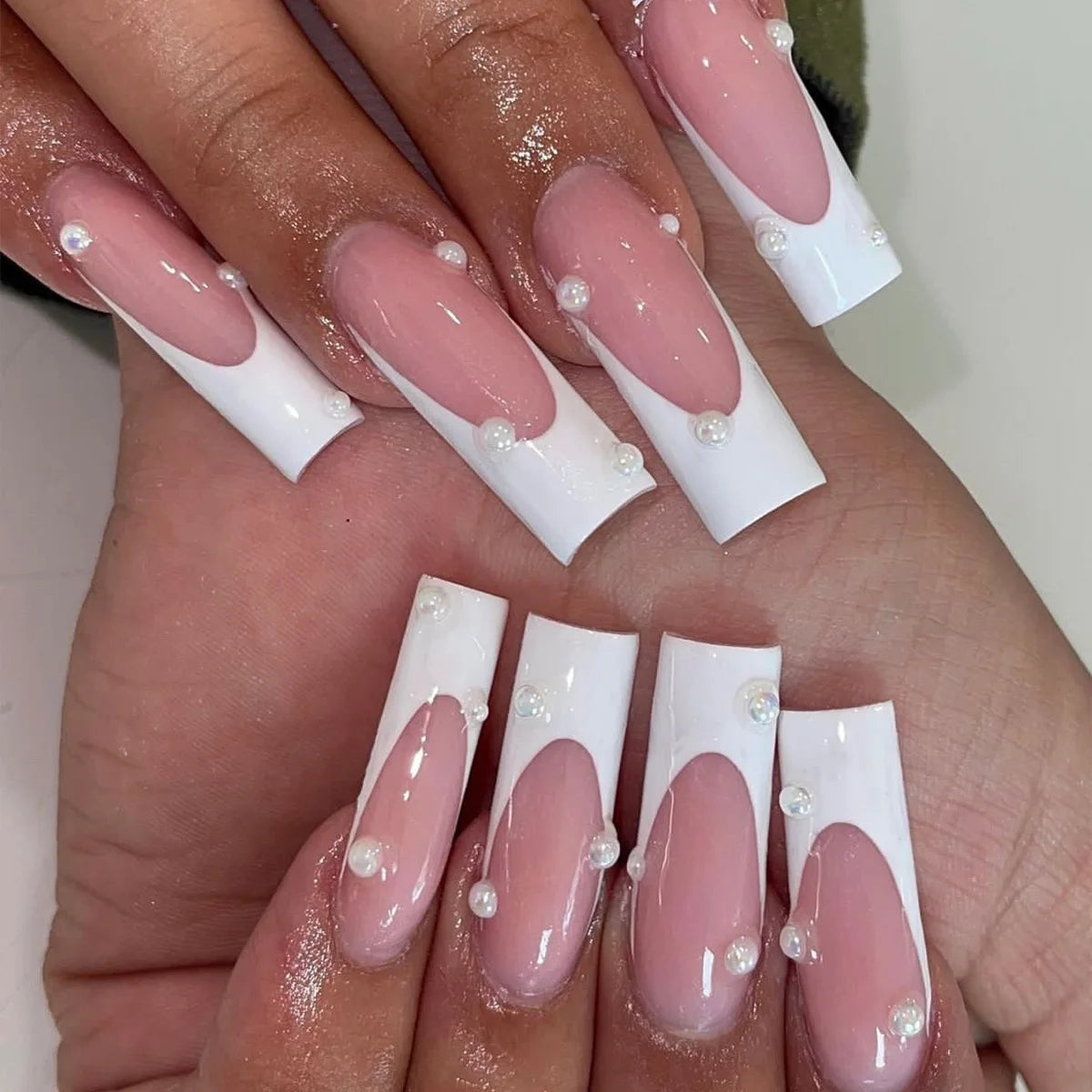 Nude Pink Short Square Press-On Nails - French & Gradient, 24 Pieces