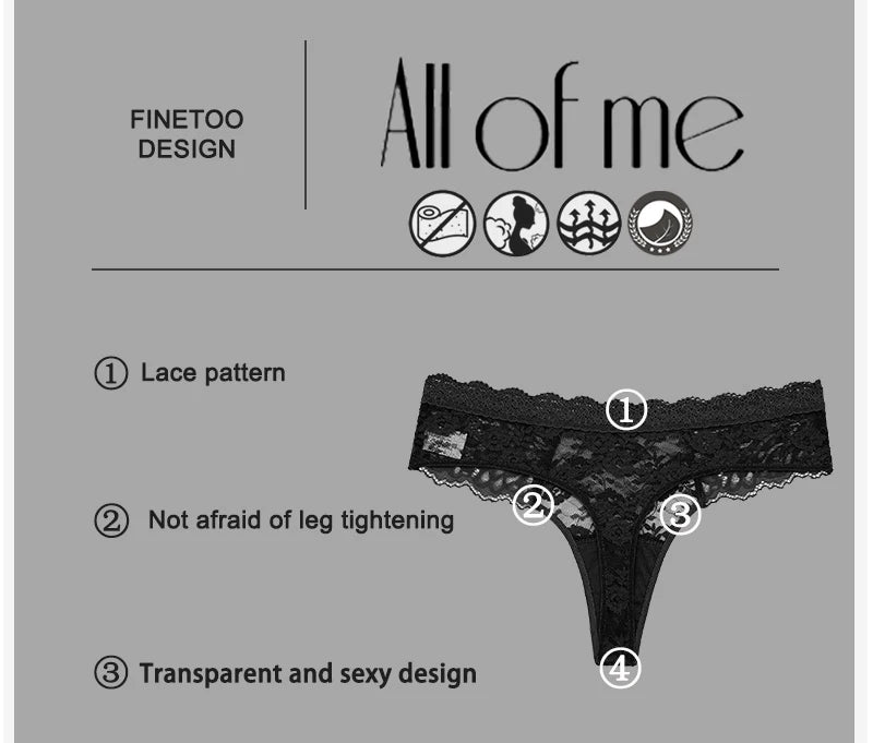 FINETOO 3PCS/Set S-XL Women Sexy Panties G-string Sexy Woman's Underwear Girl Lace Lingerie Female Bikini Lady Thong Intimates