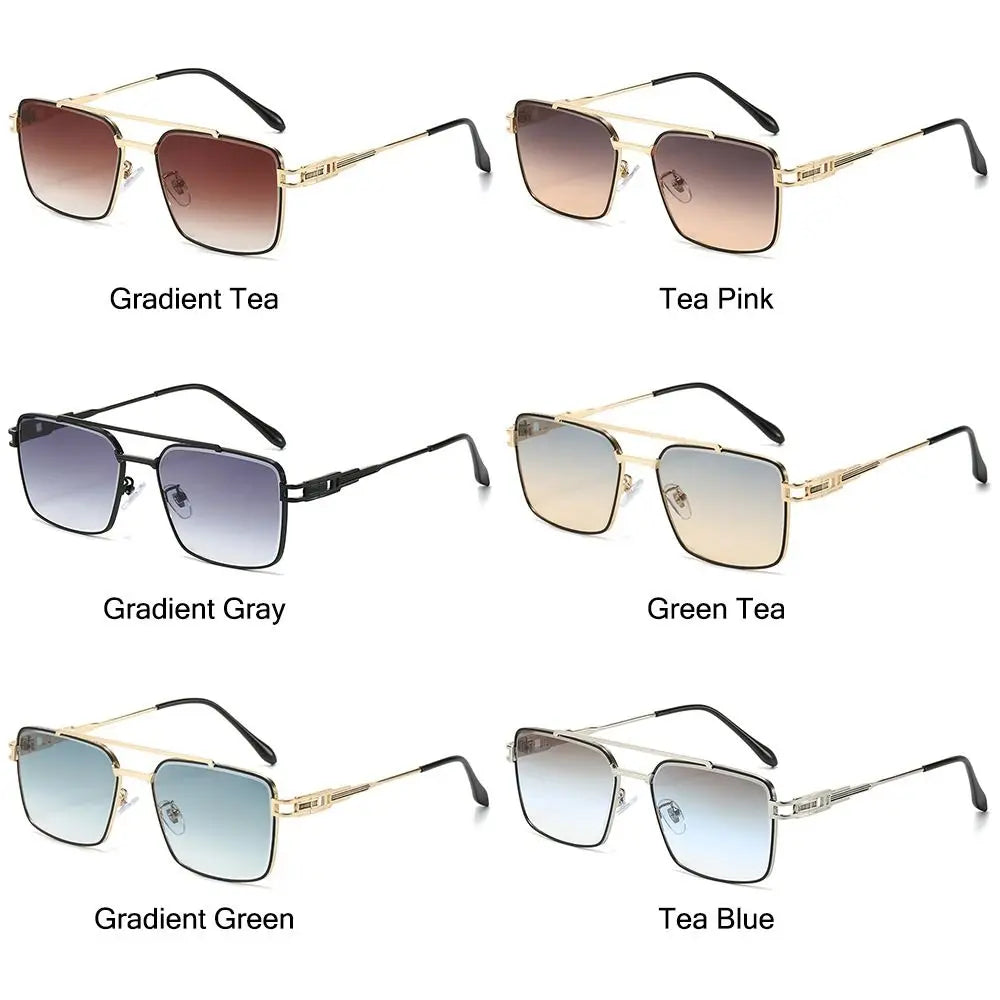 Double-Bridge Rectangle Sunglasses | Gradient Lens Options