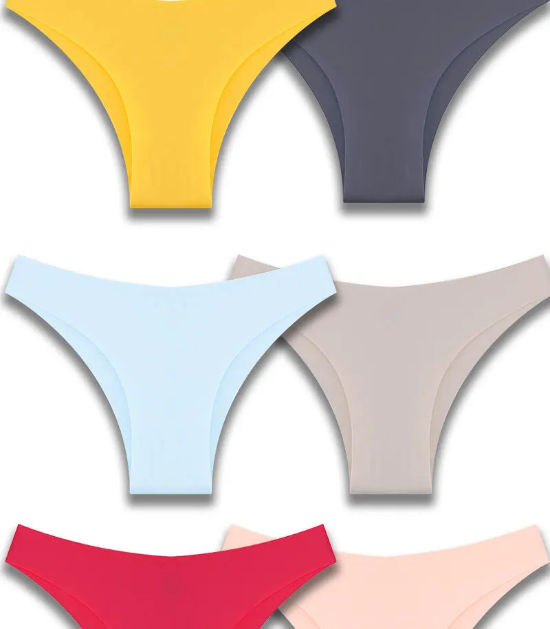 FINETOO 3Pcs/Set Ice Silk Seamless Underwear Low Waisted Brazilian Pants Breathable High Elasticity Lingerie Intimates Panties